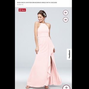 HIGH-NECK CHIFFON BRIDESMAID DRESS WITH CASCADE